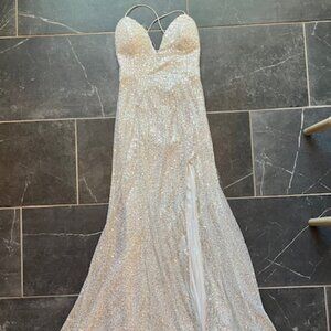 Dear Emilia Shimmer Lake Maxi Dress, Silver Sequin - small